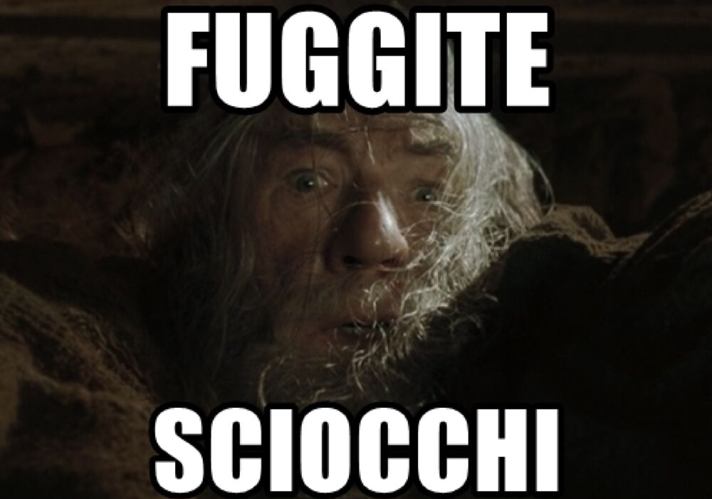 Meme di Gandalf, Il Signore degli Anelli: fuggite sciocchi